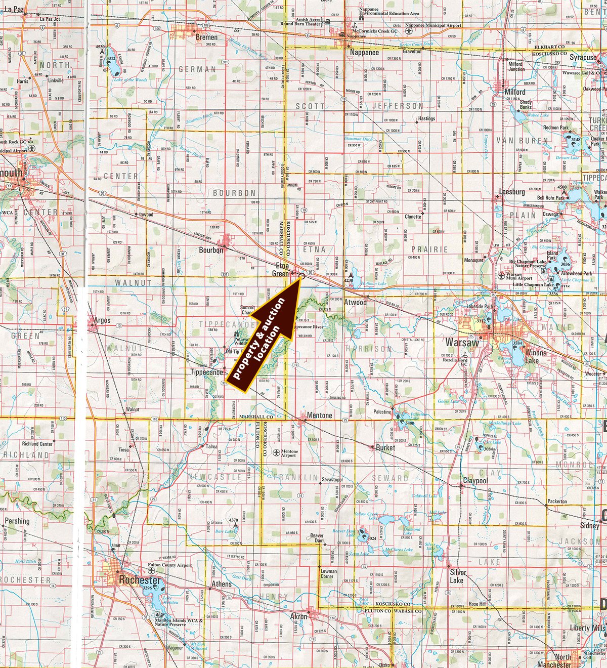 Area map - REAL ESTATE AUCTION - 1+/- ACRE IN KOSCIUSKO COUNTY